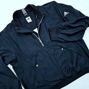 Adidas Pullover Jacket Mens Small Navy Blue Climashell Wind Quarter Zip Vintage